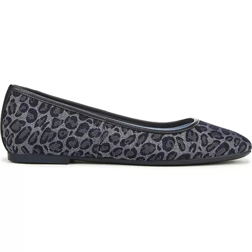 Vionic Orinda 2 Ballet Flats Size 8 1/2 Narrow Leopard Print Denim NEW In Box